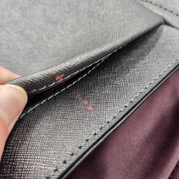 NEW COACH Madison Sadie Flap Saffiano Leather Satchel Gray Metallic + Red F26274 - Picture 8 of 16